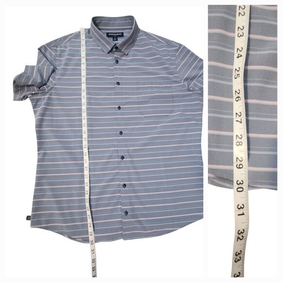 Mizzen & Main Leeward Dress Shirt, Chambray-look Performance Fabric, sz XL - Picture 6 of 11